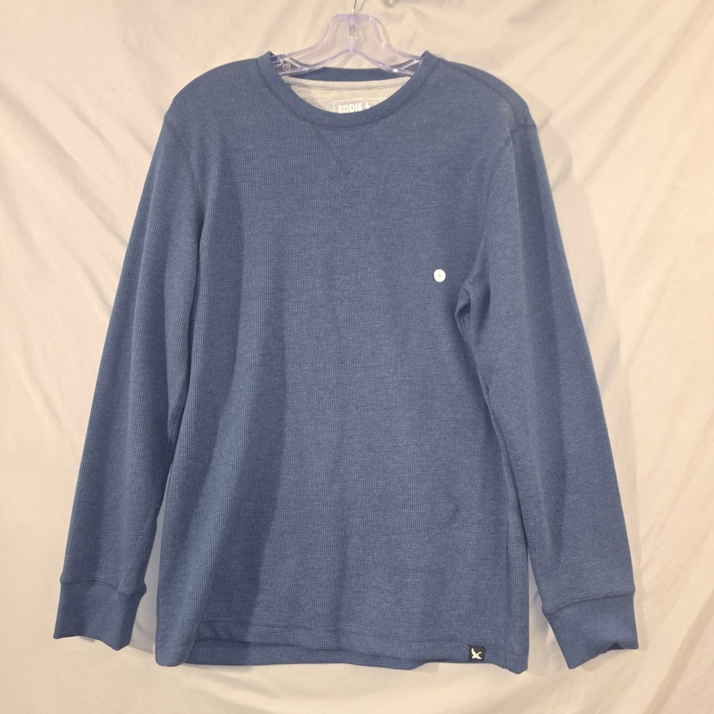 Eddie Bauer Thermal Henley Size S Mens Dusk Blue Waffle Knit Long Sleeve Shirt